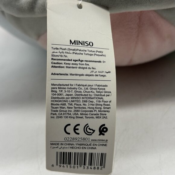 Miniso Plush Turtle Stuffed Animal Pastel Blue Pink Gray Baby Toy Cute W/Tag - Picture 8 of 12